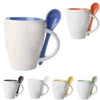 Mug personnalisable publicitaire avec cuillère couleur