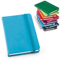 Bloc-notes publicitaire A6 avec couverture en simili cuir couleur noir bleu bleu clair vert orange rouge rose violet