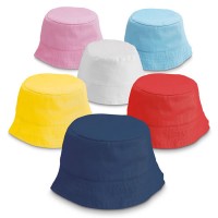 Chapeau bob enfant personnalisable publicitaire maternelle école centre de loisirs coloris bleu blanc jaune rouge rose