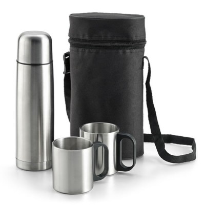 Bouteille isotherme personnalisé avec 2 mugs et sac de transport Bouteille thermos 500 ml publicitaire