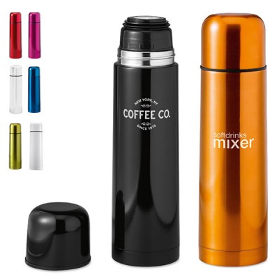 Bouteille thermos personnalisé 500 ml en métal de différentes couleurs : noir, blanc, rouge, vert, bleu orange, rose