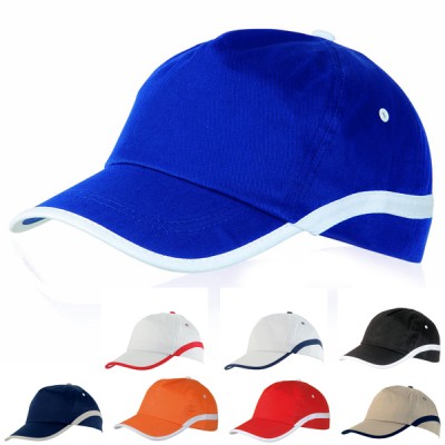 Casquette publicitaire personnalisable pour club sportif et association. Coloris bleu bleu marine orange rouge noir blanc