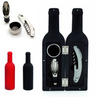 Coffret cadeau en bouteille de vin avec 3 accessoires vin personnalisé publicitaire tire-bouchon collier anti-goutte bec versseur