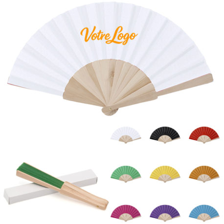 Eventail personnalisé logo festival, mariage :prénoms mariés, entreprise, fêtes association