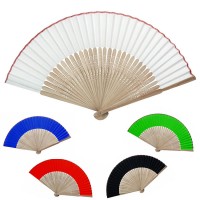Éventail personnalisé en bambou et tissu coloré blanc bleu vert rouge ou noir Éventail espagnol publicitaire