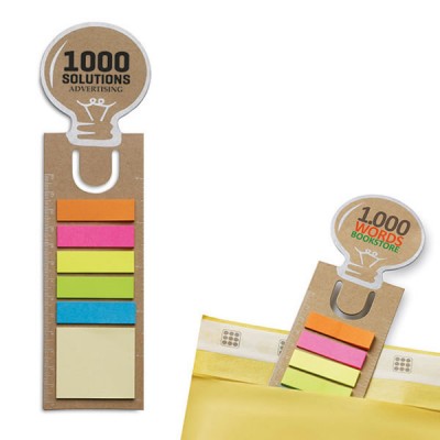 Marque page forme ampoule avec 6 blocs post it personnalisé publicitaire