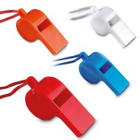 Sifflet personnalisé avec cordon coloris : rouge bleu blanc orange