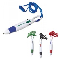 Stylo 4 couleurs tour de cou personnalisé publicitaire