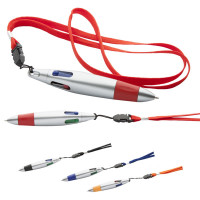 Stylo 4 couleurs avec tour de cou lanyard personnalisé publicitaire