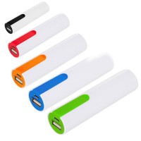 Batterie de secours pas cher publicitaire personnalisé bicolore 2200 mAh. Power bank noir, bleu, vert, orange, rouge