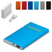 Batterie externe secours téléphone iPhone Smartphone 4000 mah Power Bank plate couleur noir, gris, bleu, orange, rouge