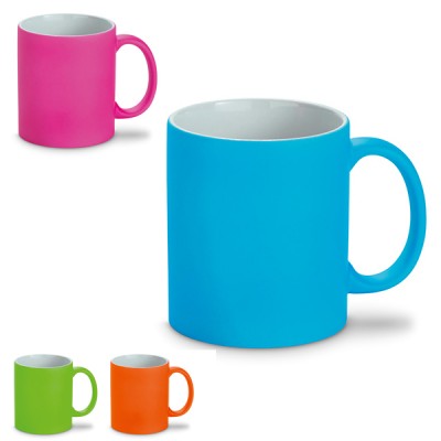 Mug personnalisable aux couleurs pastel bleu, vert, orange, rose publicitaire