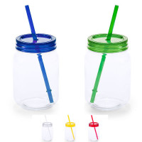 Gobelet bocal paille personnalisé couvercle bleu vert, jaune, rouge, blanc Goodies teenager