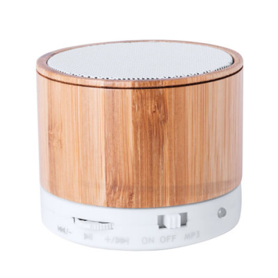 Enceinte bluetooth en bambou goodies objet publictaire personnalisé