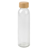 bouteille eau verre bouchon bambou personnalise logo publicitaire goodies