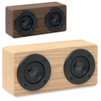 Enceinte Bluetooth 2 x 3 W. Bois publicitaire