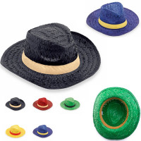 Chapeau paille couleur personnalisable logo mariage fête promotionnel