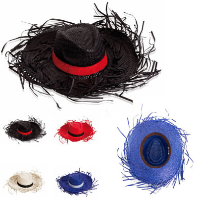 Chapeau paille avec franges personnalisable logo mariage fête promotionnel
