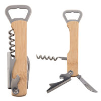 Tire-bouchon limonadier en bambou personnalisée avec votre logo et ou texte par gravure laser ou impression.