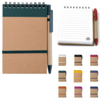 Carnet à spirale avec stylo, format A6, personnalisé par impression logo et texte