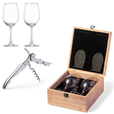 Coffret cadeau 2 verres à vin et tire bouchon personnable mariage et publicitaire