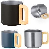 Tasse personnalisable en métal avec poignée en bois Mug personnalisé en acier