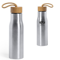 Bouteille aluminum personnalisable pour fontaine à eau bureau bouchon bambou