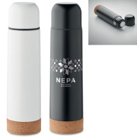 Bouteille thermos isotherme noire ou blanche personnalisable logo