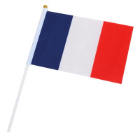 Drapeau France pour supporters en tissu avec hampe