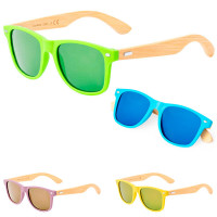 Lunettes de soleil fashion monture bambou verres couleurs, pas cher personnalisé