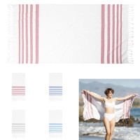 Paréo serviette pas cher personnalisable logo, fouta plage piscine fêtes