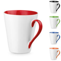 Mug blanc personnalisé avec anse et intérieur coloré