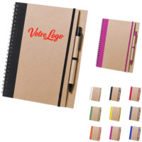 Carnet A5 avec stylo personnalisable avec votre logo et ou texte. Bloc-notes A5 à spirale personnalisé