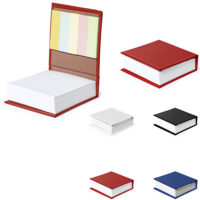 Etui avec cube de notes blanches et marque-pages repositionnables personnalisé logo entreprise, association ou particulier