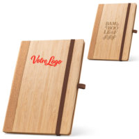 Carnet couverture en bambou et liège, format A5 personnalisé logo entreprise association ou particulier