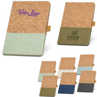 Carnet avec couverture liège et lin, format A5 , personnalisé logo entreprise