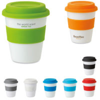 Mug couvercle personnalisé avec votre logo et ou texte. Mug de voyage publicitaire.