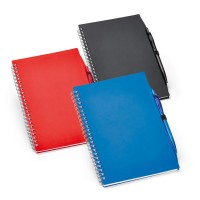 Bloc-notes A5 personnalisable avec stylo bille publicitaire coloris : noir bleu rouge