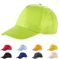 Casquette enfant publicitaire personnalisable Memphis coloris : noir bleu bleu clair vert jaune orange rouge beige blanc noir Marque US Basic