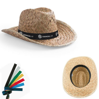 Chapeau cowboy en paille personnalisable logo