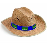 Chapeau en paille publicitaire personnalisé forme Texan