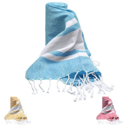 Fouta paréo personnalisable publicitaire pas cher, coloris : bleu, jaune, rose