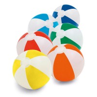 Ballon gonflable personnalisable publicitaire, bicolore, coloris : jaune/blanc, bleu/blanc, vert/blanc, orange/blanc, rouge/blanc