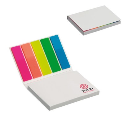 Etui grand bloc post it et 5 petit post it couleur personnalisable quadri publicitaire