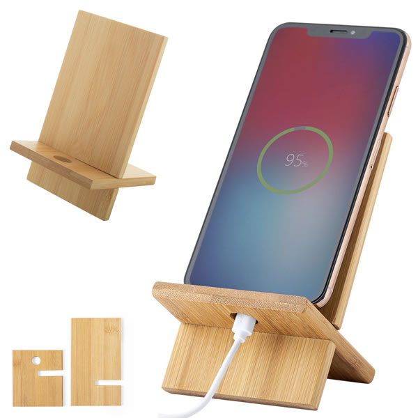 Support publicitaire smartphone pliable en fibre de bambou