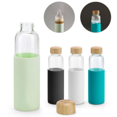 Grande bouteille en verre borosilicate et silicone personnalisé avec votre logo