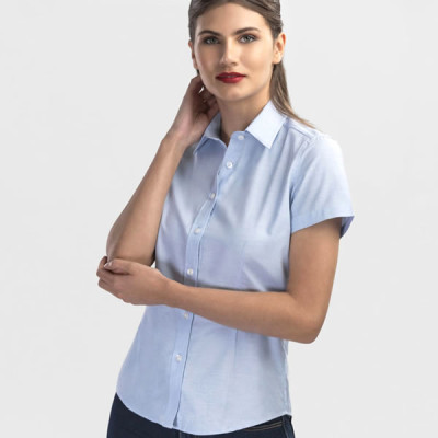 chemise oxford bleue femme personnalisable broderie publicitaire