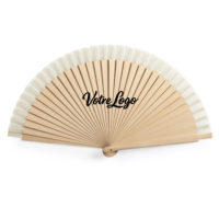 Eventail en bois et coton personnalisé logo entreprise, fête, association ou cadeau invité mariage