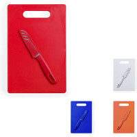 couteau et planche à découper personnalisé publicitaire blanc, bleu, orange, rouge