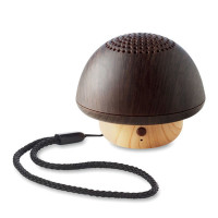 Enceinte Bluetooth champignon aspect bois publicitaire personnalisable
